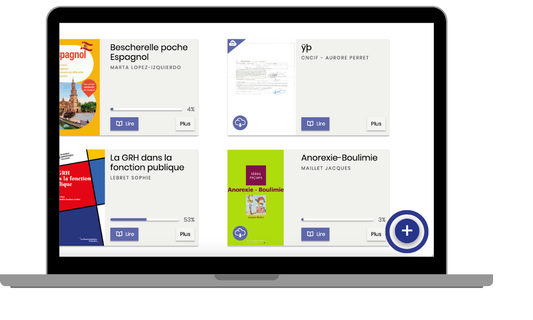 Page my vivlio - Mise en avant du bouton + pour importer un livre (1).png